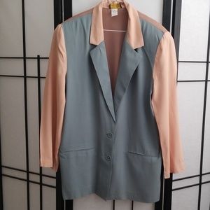 Baronesa Vintage Teal Green/Peach/Tan Blazer Sz 16
